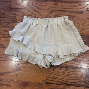 SHEIN Cream High Waist Ruffle Shorts